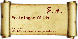 Preininger Alida névjegykártya